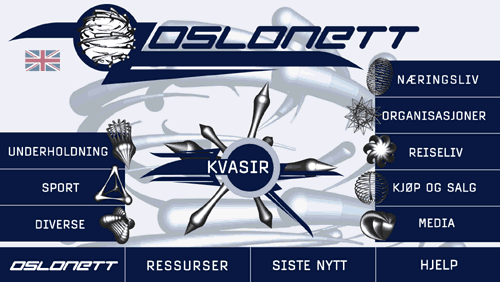 Den nye hjemmesiden til Oslonett, v&aring;ren 1995. Slik s&aring; den ut fram til Oslonett ble til Schibsted Nett